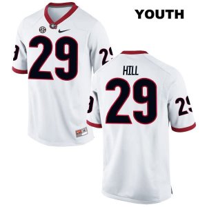 Youth Georgia Bulldogs NCAA #29 Tim Hill Nike Stitched White Authentic College Football Jersey YSI5054DE